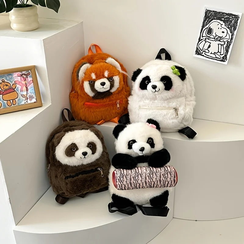 

Fall Winter Large-Capacity Plush Bear Backpack - Casual Bag for School Travel & Daily Use