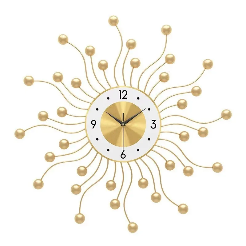 Wrought iron home decoration silent metal wall clock with digital pattern