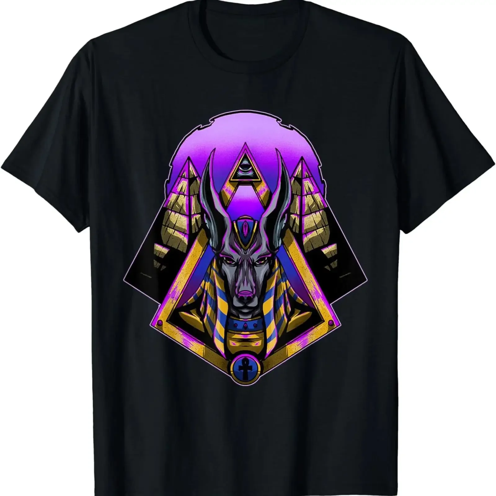 New Limited Egyptian God Anubis Egypt Pyramid Ankh Hieroglyph T Shirt vintage Washed Unisex designer clothes Soft Stylish