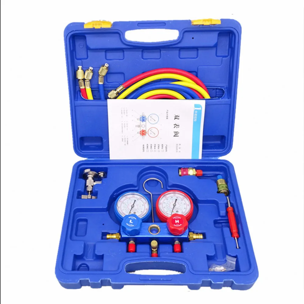 Manifold Gauge Set for  R134A R12 R22 and R502 Refrigerants with 36ft Hose Adapter  Tap