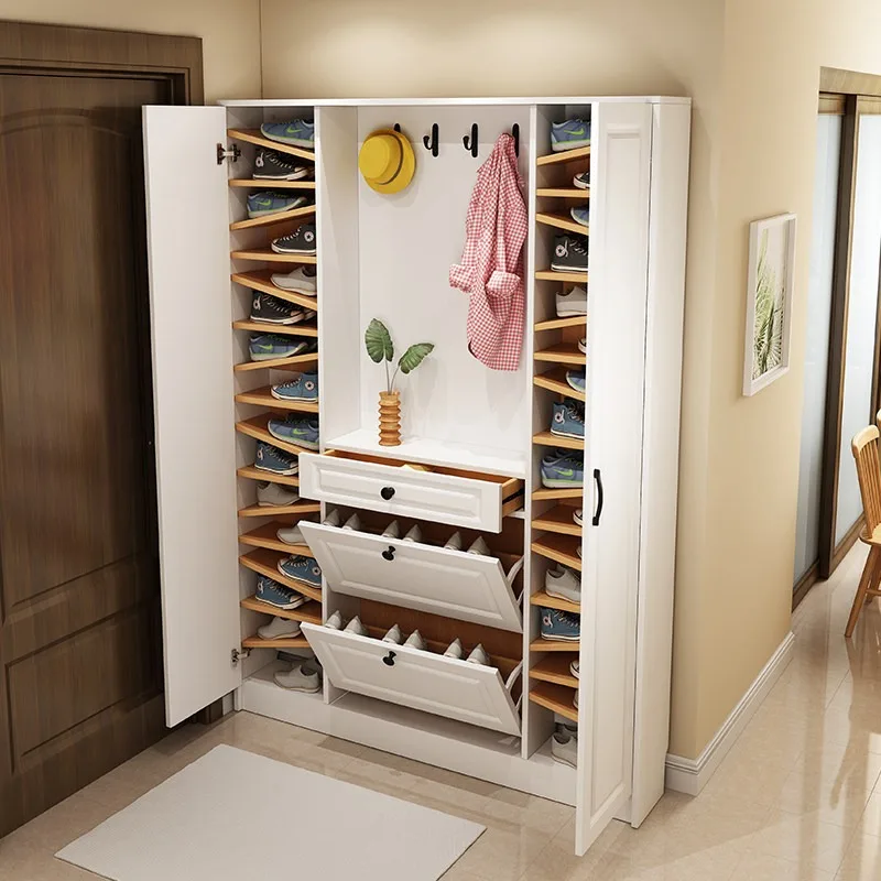 Ultradünner Schuhschrank für den Eingangsbereich, integrierte Aufbewahrung und Eingangsbereich an der Wand, schlicht, modern, Wohnzimmer, leichter Luxus.