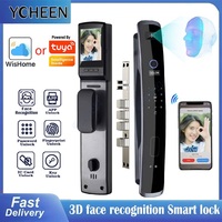 3D Face Recognition Fingerprint Smart Lock Tuya App Or Wishome App Wifi Key Card Nfc Rfid Code Door Lock with 6068 Mortise