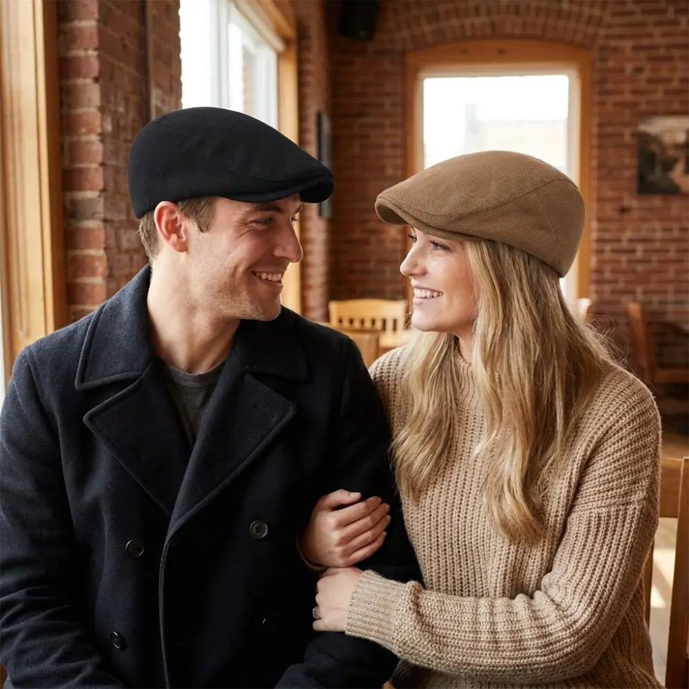Fresh British Style Beret Hat Thick Warm Soft Forward Hat Outdoor Breathable Newsboy Cap For Men Women