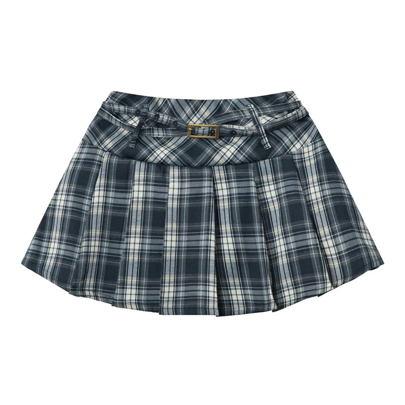 ALIDI SC 2024 Spring/Summer Sweet Checkered Checkered Women's Anti Shining Skirt Retro Academy Style Pleated Short Skirt