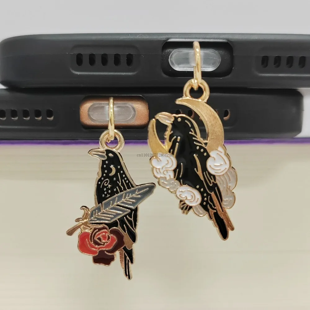 Gothic Crow Halloween Dust Plug Charm Phone Charge Port Plug For iPhone Type C Dust Protection Stopper Pendant Friend Gift view 2