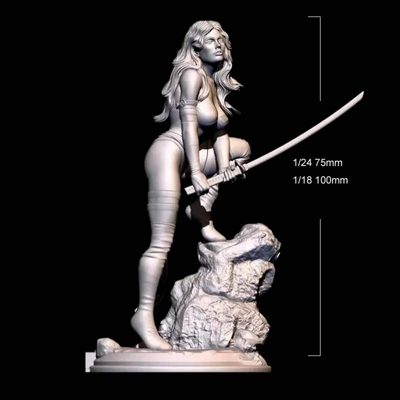 1/24 1/18 Resin Model Female Brave Warrior Figurine Sculpture Unpainted No Color 725