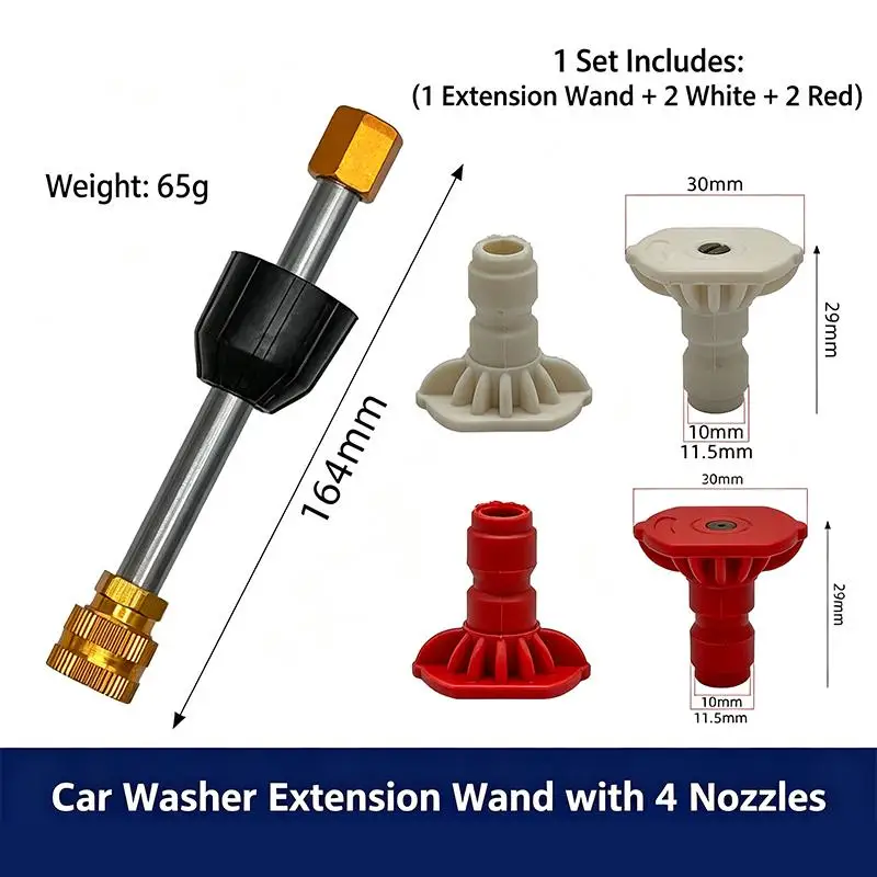 1 Set Car Washing Nozzle Connector Adapter Pressure Spray Lance Car Washer Extension Effortless Installation
