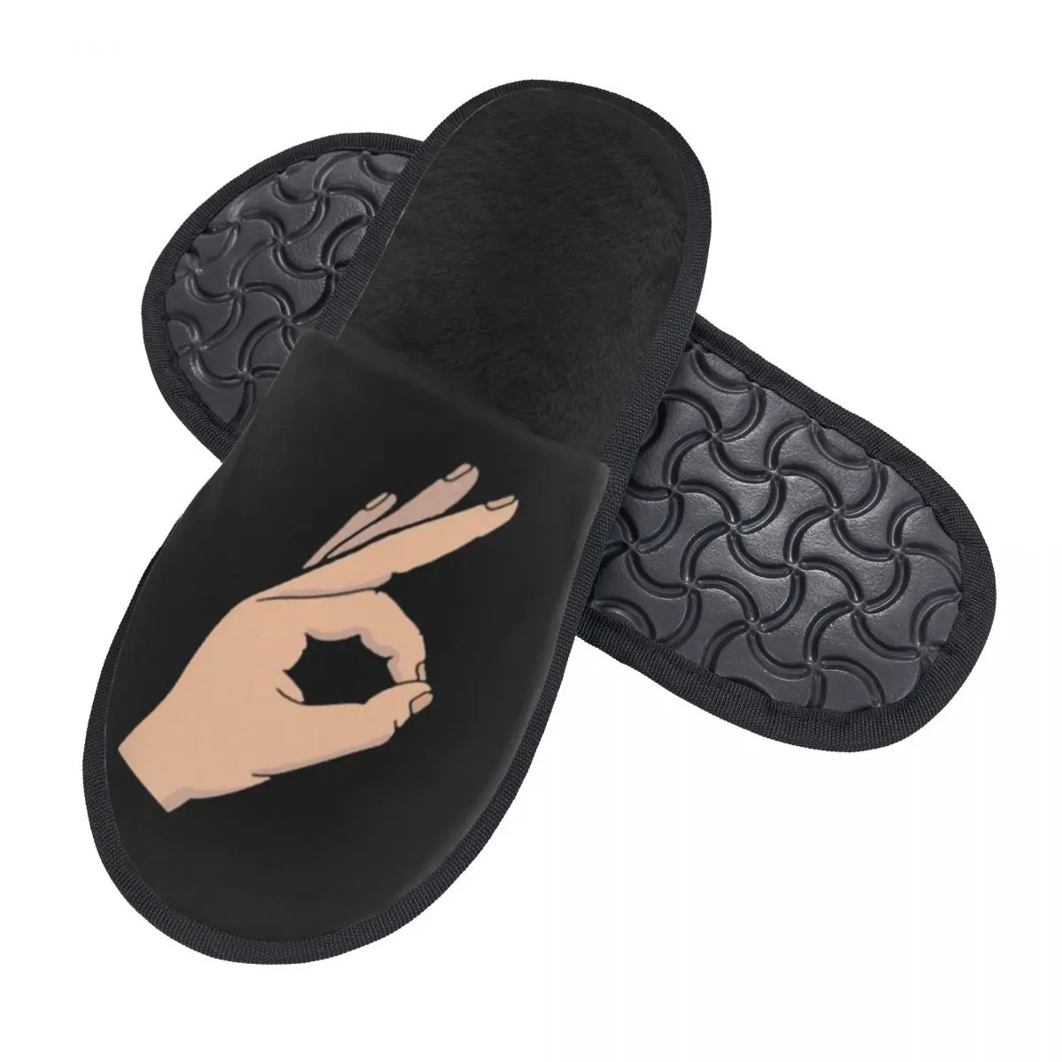 Custom Print Women Circle Game Hand House Slippers Cozy Warm Funny Gotcha Meme Made You Look Memory Foam Fluffy Slipper  Shoes