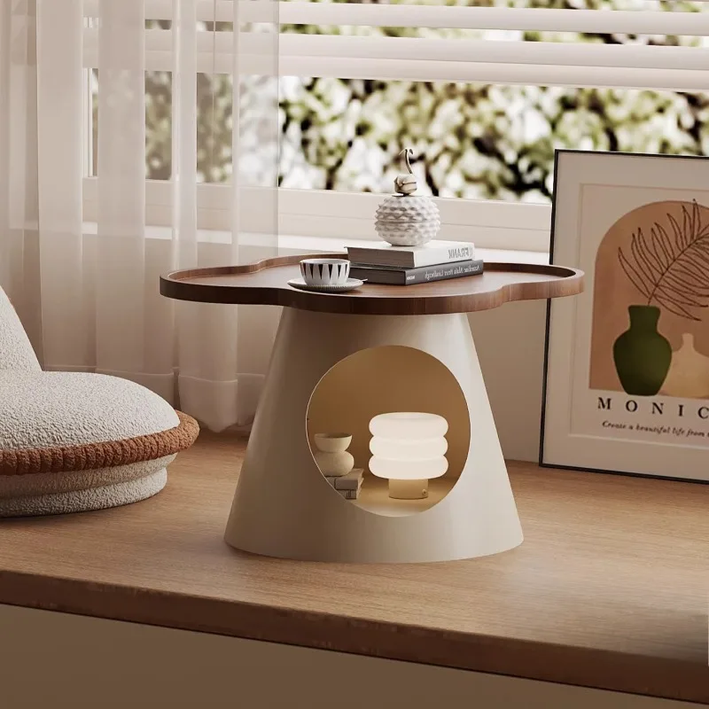 Clover Leaf Windowsill Table, Tatami Tea Table - Rustic Portable Compact Balcony Side Table for Bay Window, Bedroom & Lounge