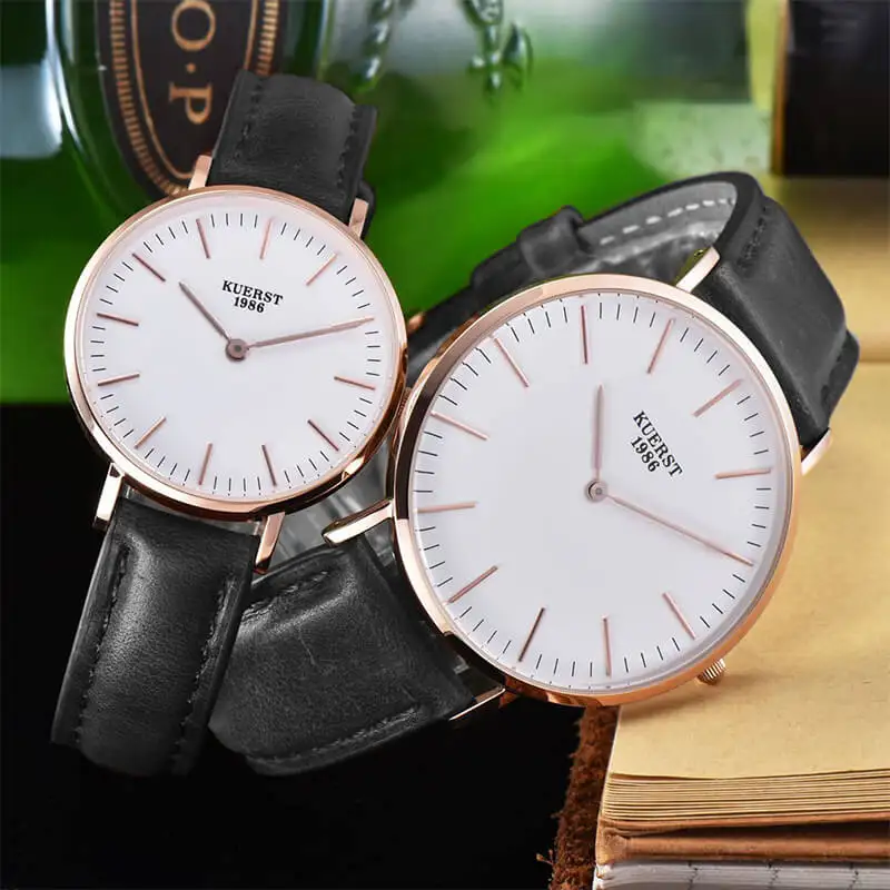 

HUMPBUCK Fashion Couple Quartz Watch Waterproof Japanese Movement with High-Quality Calfskin Leather Strap KR8004