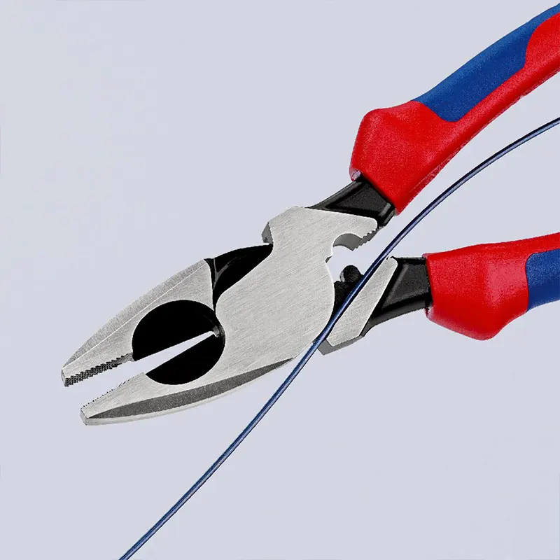 KNIPEX 09 12 240 Ultra High Leverage Lineman\'s Pliers with Fish Tape Puller and Crimper 62 HRC Plier for Easy Cutting