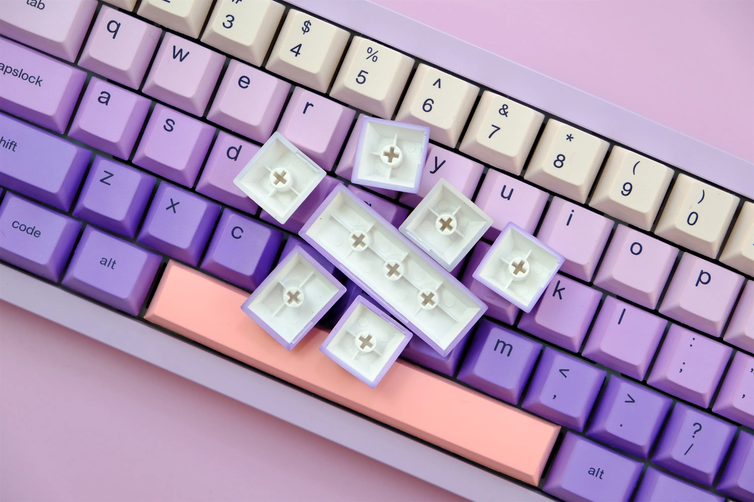 Imagem -06 - Keycap Roxo Bonito para Teclado Mecânico Pbt Keycaps Perfil de Cereja Dye-sub Personalizado 129 Chaves