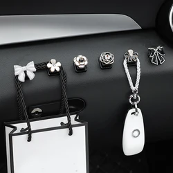 Creative Cartoon Rhinestone Mini Car Hooks Seat Back Holder For Keys Hangers Home Office Hooks Storage Car Styling Accessories