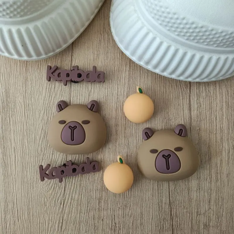 Cute PVC Capybara Sandals Clogs Accessories Women Summer 2026 Lovely DIY Cartoon Shoes Decorations Woman's Shoes Charms Set
