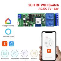 Smart Switch Tuya Smart Life 2 CH RF 12V 24V 7-32V AC DC Wifi Switch Work with Alexa Google Home