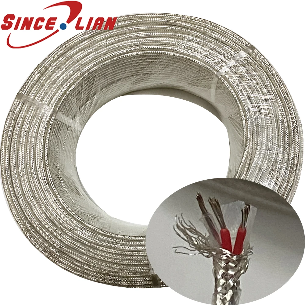 PT100 3-core Silver-plated Shielded High-temperature Wire Thermocouple Cable 3 pin PTFE Compensation Wire