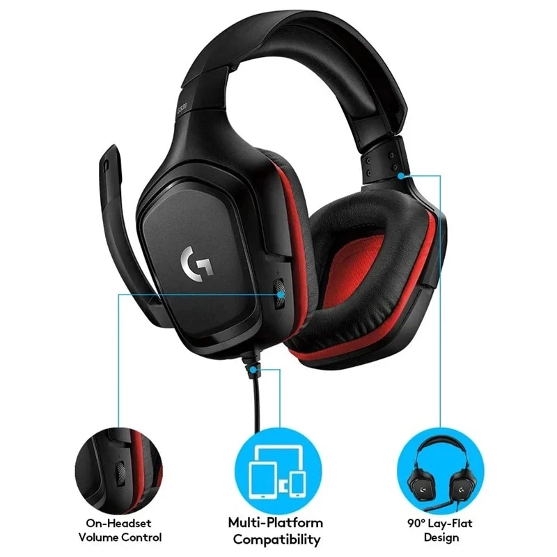 Original Logitech G331 Gaming Wired Headset Surround Sound Foldable Noise-Cancelling Microphone Headset Computer