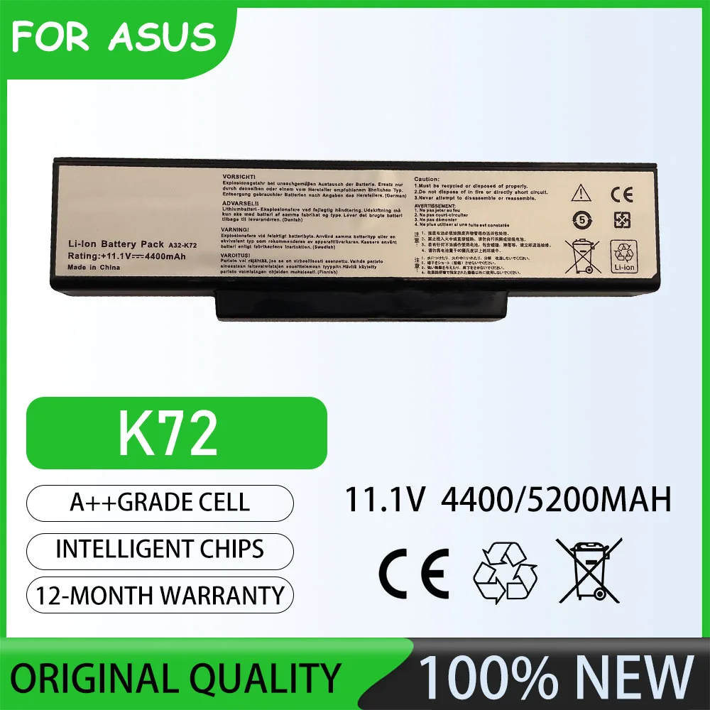 Brand New 11.1V  5200mAh K72 Notebook Laptop Battery for ASUS K72 Series ASUS K72JR  ASUS K72F-1YR Series ASUS K72JK Series