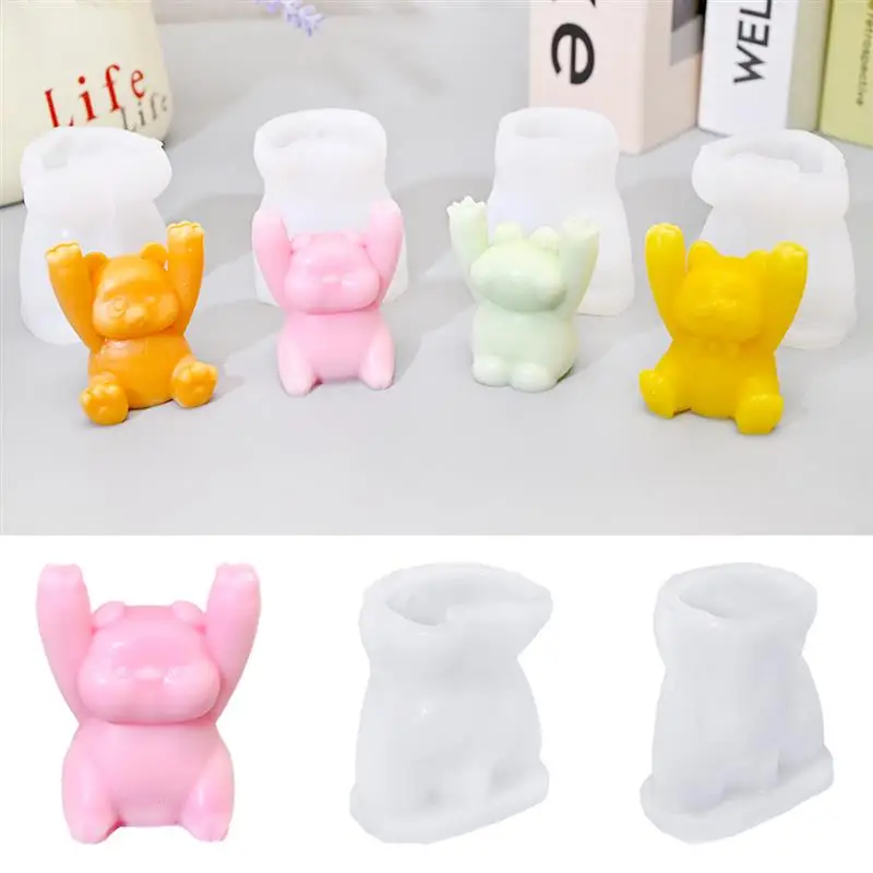 Harz Tier Nachricht Clip Silikon Form Gips Form Niedliche Erhöhte Hand Tier Figuren Panda für DIY Foto Clip Menü Label Basis