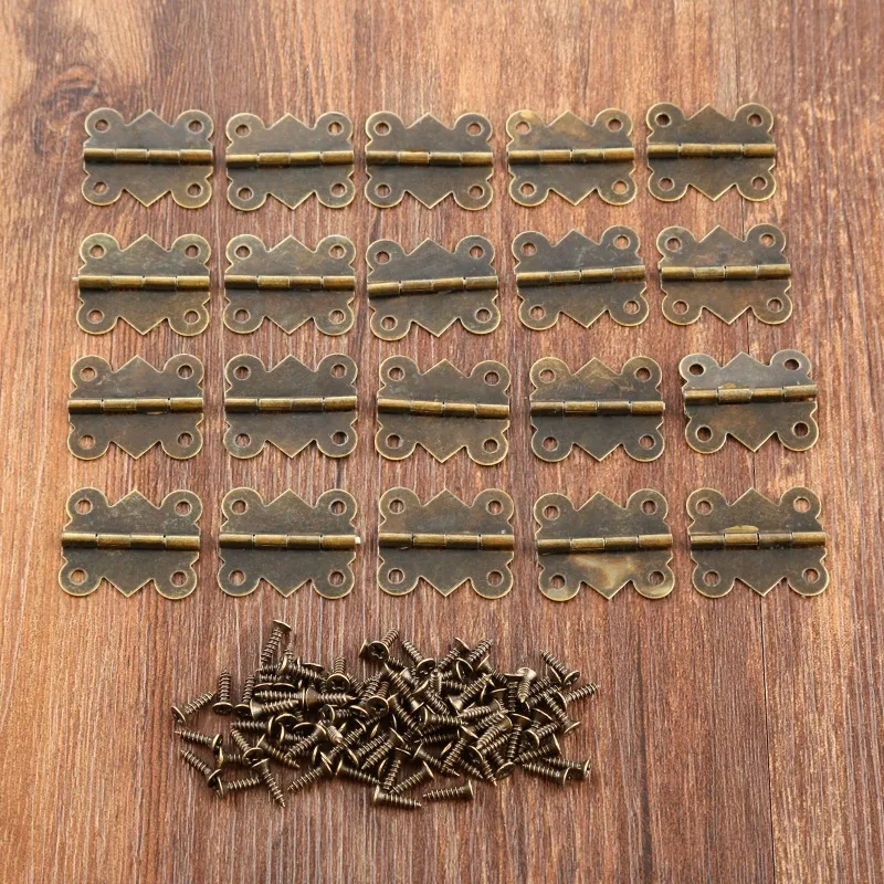 25 مجموعة مفصلات فراشة برونزية عتيقة 20x25 مللي متر 4 ثقوب لدرج الخزانة مجوهرات صندوق خشبي علبة النبيذ ديكور الأثاث #4