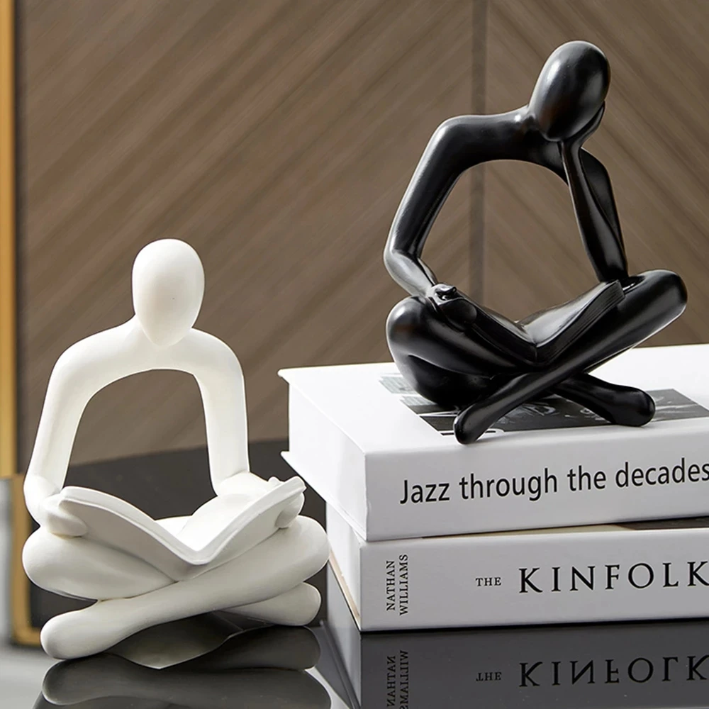 Nordic Home Decoration Abstract Thinker Statue Miniature Resin Sculpture Figurines for Interior Office Desk Accessories