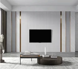 Custom Large Modern Simple Light Luxury Grille Wood Grain Stripe Package TV Background Wall Living Room Bedroom Sofa Decoration