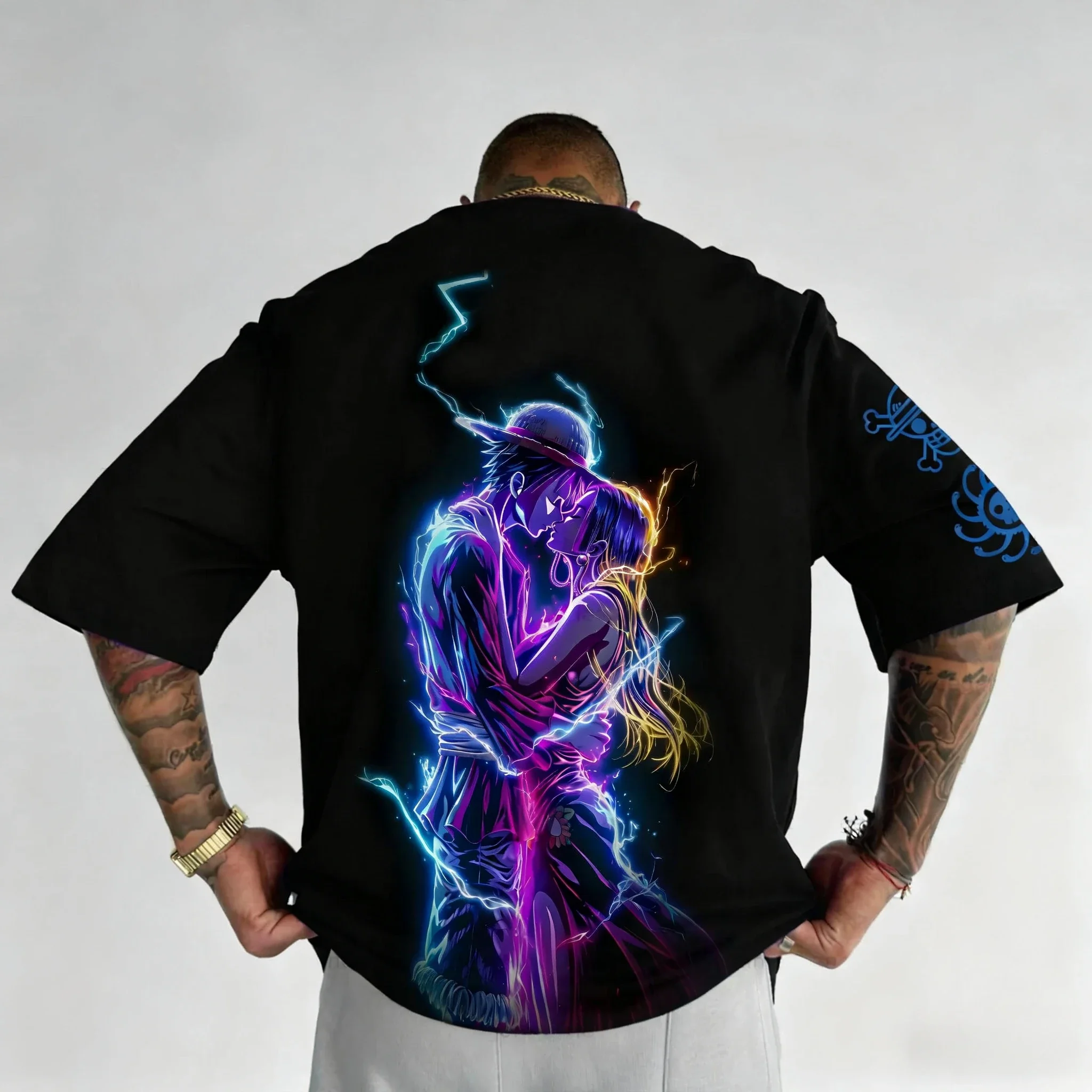 

ONE PIECE модная и универсальная мужская футболка в стиле аниме, лето 2026, новый свободный повседневный топ с короткими рукавами для родителей и детей