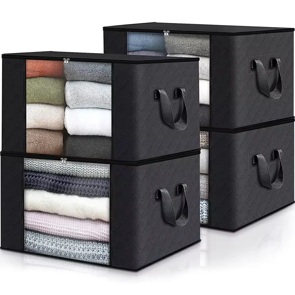 1 Stück 60x40x35cm Großer Kleidersack mit Hoher Kapazität, Faltbare Aufbewahrungsbox für Decken zur Organisation von Schlafzimmer und Kleiderschrank