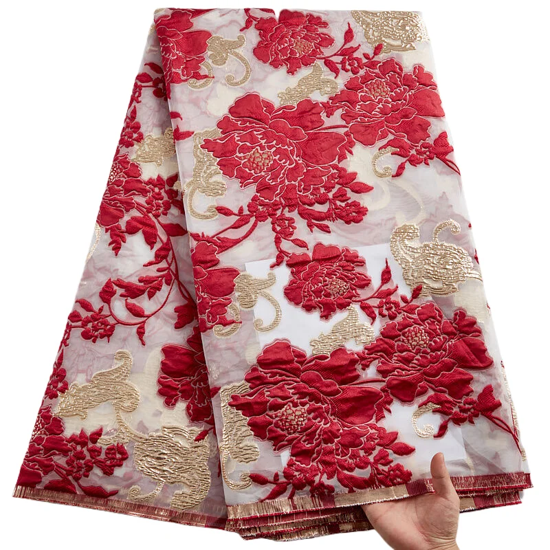 

Кружевная ткань Demask для двора, французская жаккардовая кружевная ткань, нигерийская кружевная ткань для свадебной вуали, шитье 2394A