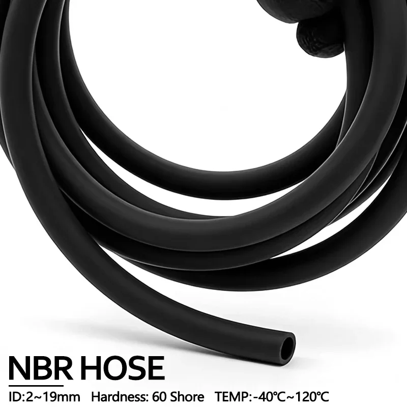 

NBR Flexible Black Fuel Tubing Rubber Hose ID 2/3/4/6/8/10-19mm Oil Resistant Line for Vehicle Motorbike Fuel System