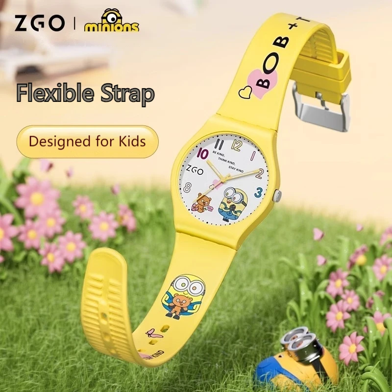 ZGO Minions Watch Anime Children Cute Electronic Watch Waterproof Simple Cartoon Quartz Watch Kids Birthday Gift Boys And Girls