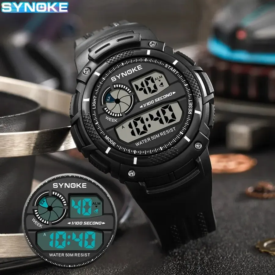 SYNOKE Outdoor Military Digital Watch For Men Fashion Retro Men Watch Sports Waterproof Men Watch Multifunctional Luminous