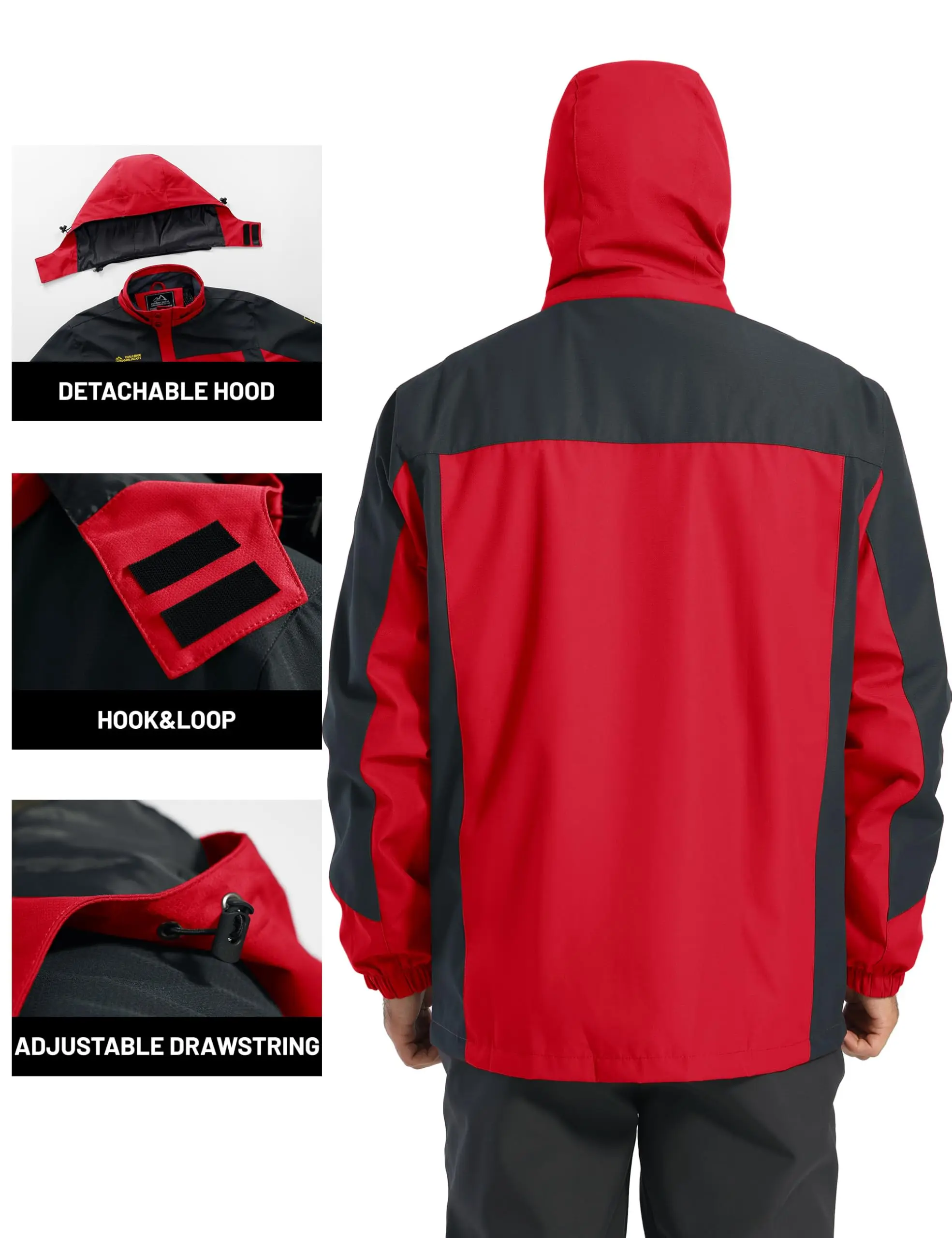 TACVASEN Waterproof Lightweight Jacket Mens Mesh Lined Outdoor Jacket Windproof Fishing Hiking Jacket Rain Coat Male Windbreaker