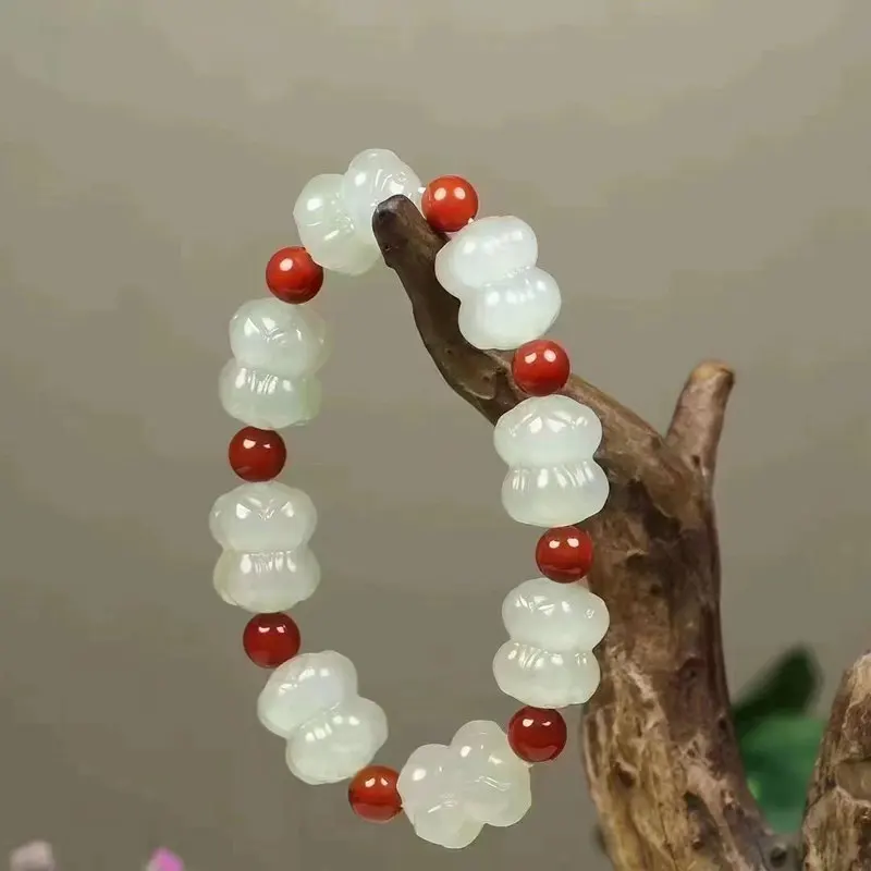 Natural Hetian Qinghai Material Color Bracelet Jade Twin String