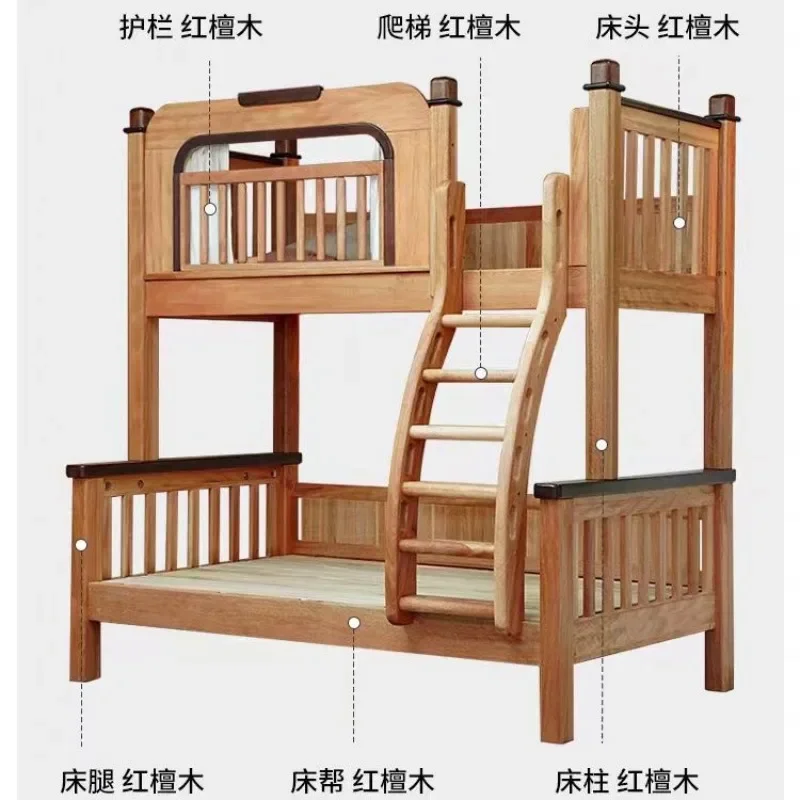 Children's castle bed, male and female bunk beds with high guardrails