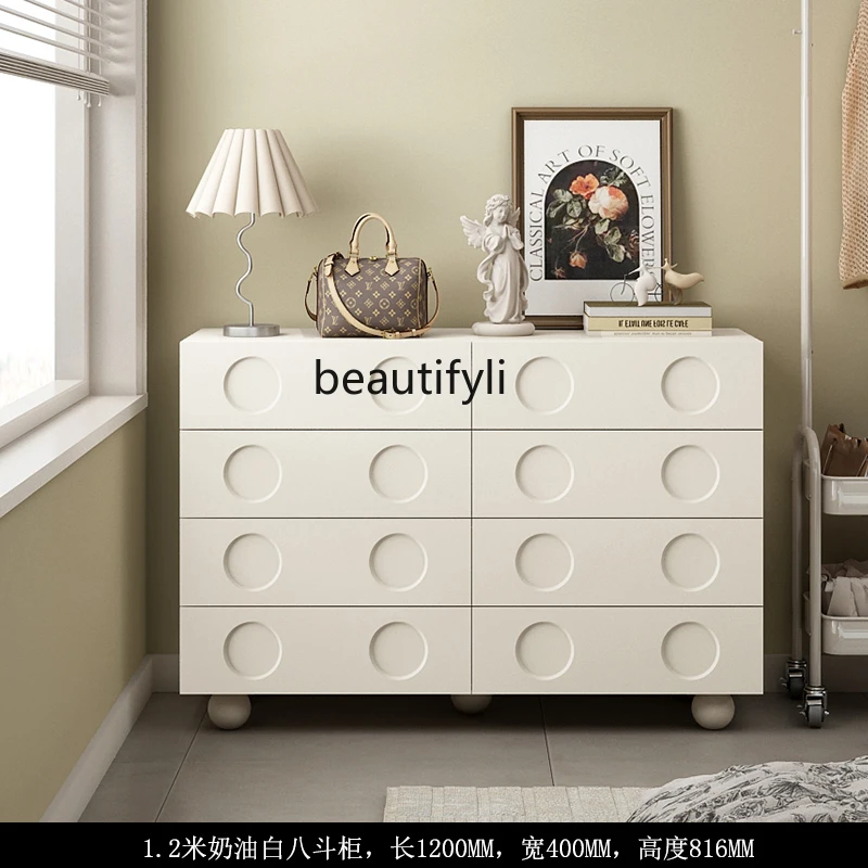 French Retro Cream Style Bedroom Storage Hallway Chest of Drawers Modern Living Room Storage Partition Clothes Closet