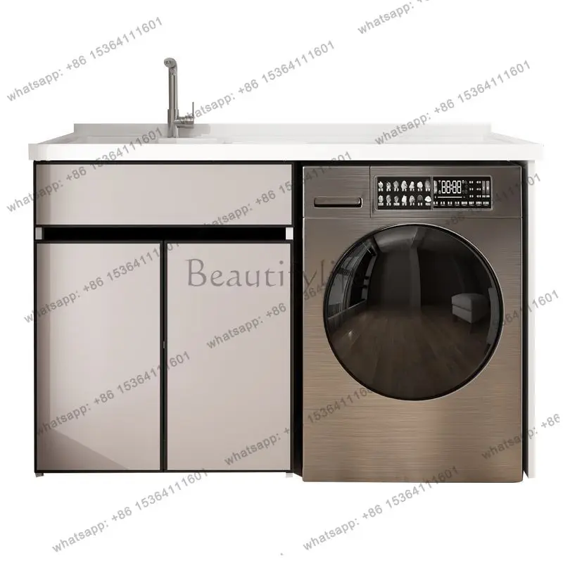 Creative Washing Machine Cabinets Nordic Balcony Laundry Tub Washboard Storage Aluminum Bathroom Furniture Baño
