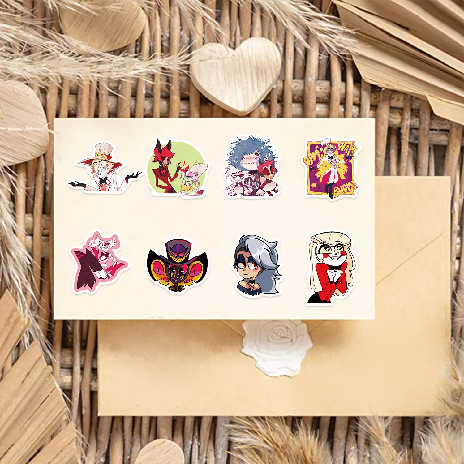 50pcs Hazbin Hotel Cartoon Mobile Phone Case Notebook Water Bottle Waterproof Sticker Decoration Supplies