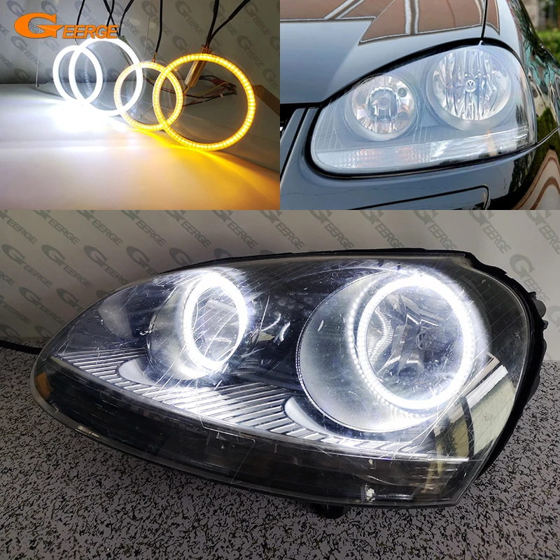 For VOLKSWAGEN VW Golf 5 V Mk5 GTI Ultra Bright Day Light Turn Signal SMD LED Angel Eyes Halo Rings Kit