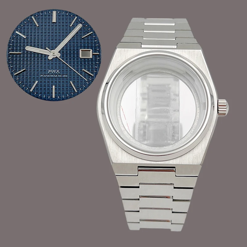 40mm Silver PRX Super Player Watch Case Sapphire Glass Fits For NH35 NH36 NH38 4R Movement Multi-Color Dial Hands Repair Parts