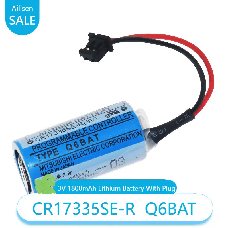 CR17335SE-R ER2/3A with Plug 3V 1800mAh Suitable for Mitsubishi Q Series PLC Q6BAT GT15-BAT Servo Motor Backup Power