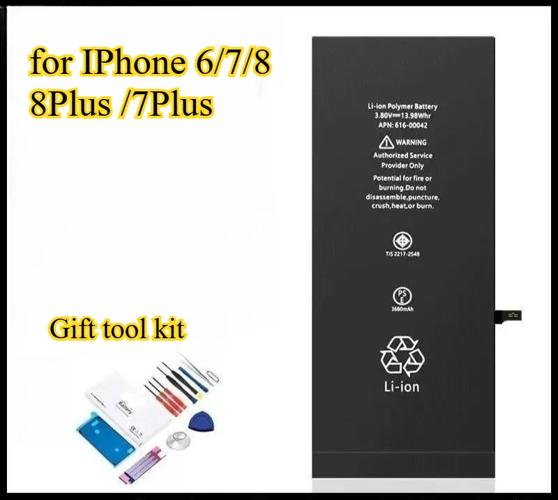 

Аккумулятор большой емкости 6950 мАч для IPhone 6 7 8 Plus 7 Plus Сменный комплект аккумуляторов с инструментами, совместимый с IOS