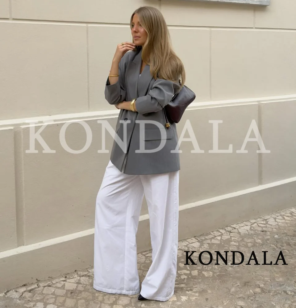 Women Elegant Commute Double Breasted Blazer KONDALA 2026 Trendy Classic Versatile Blazer Office Lady Leisure Chic Basic Blazer