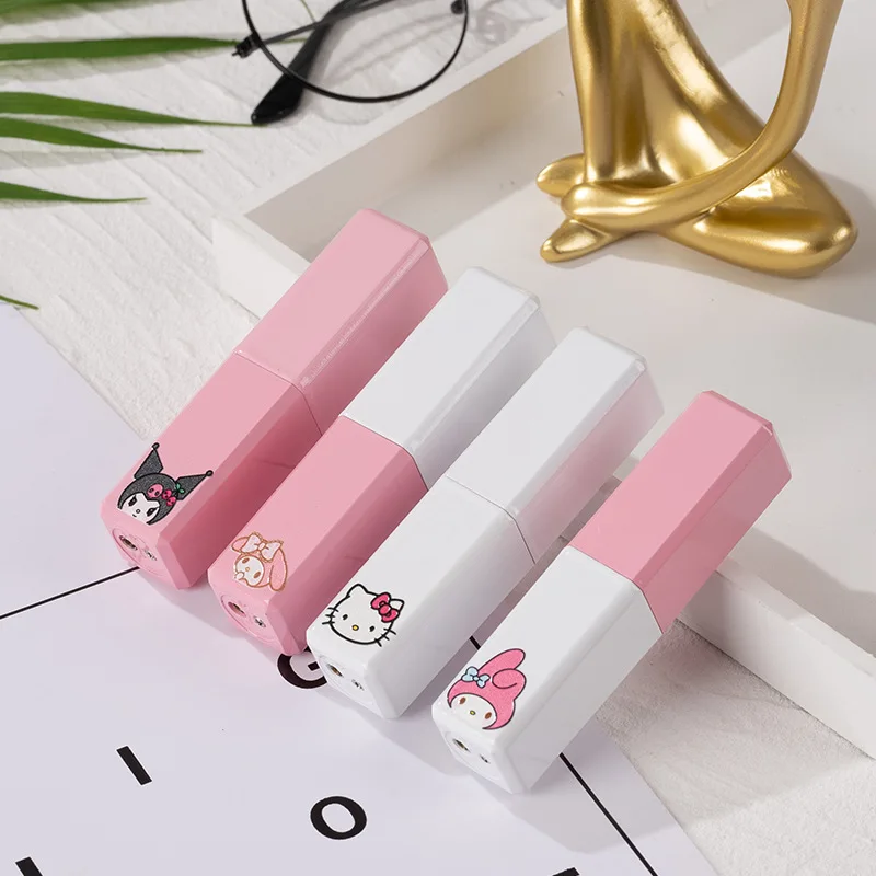 Sanrio Hello Kitty Kuromi Cinnamoroll Lipstick Cigarette Lighter Creative Kawaii Windproof Pink Flame Lighter Boyfriend Gift