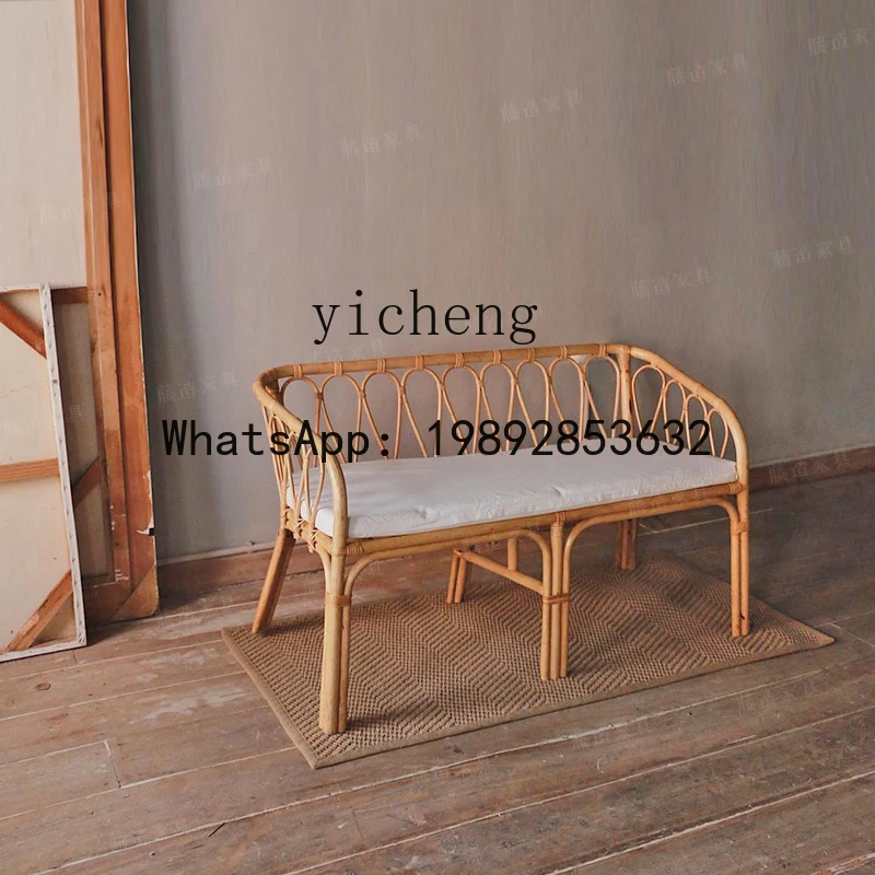 

leisure rattan chair B & B ins natural real rattan double sofa small apartment balcony living room home