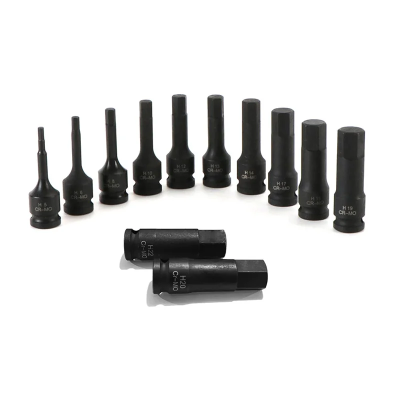 1PCS One-Piece Impact Socket Set 4-22mm Cr-Mo Steel Deep Sockets, 1/2in Drive Pneumatic Wrench Sockets for Auto Repair