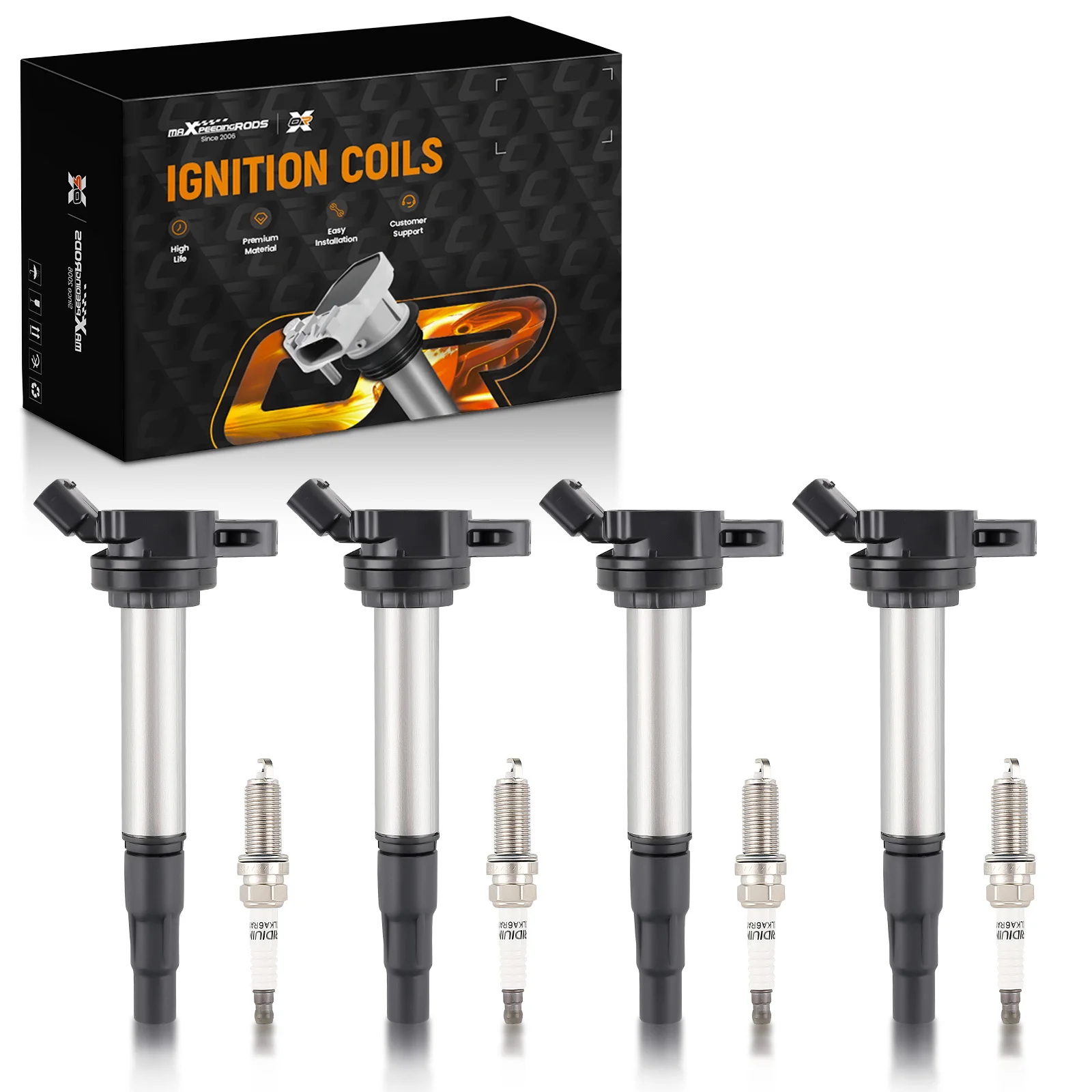 

4X Ignition Coil & 4X Spark Plugs For Toyota Matrix 1.8L L4 2009-2014 UF596 4711