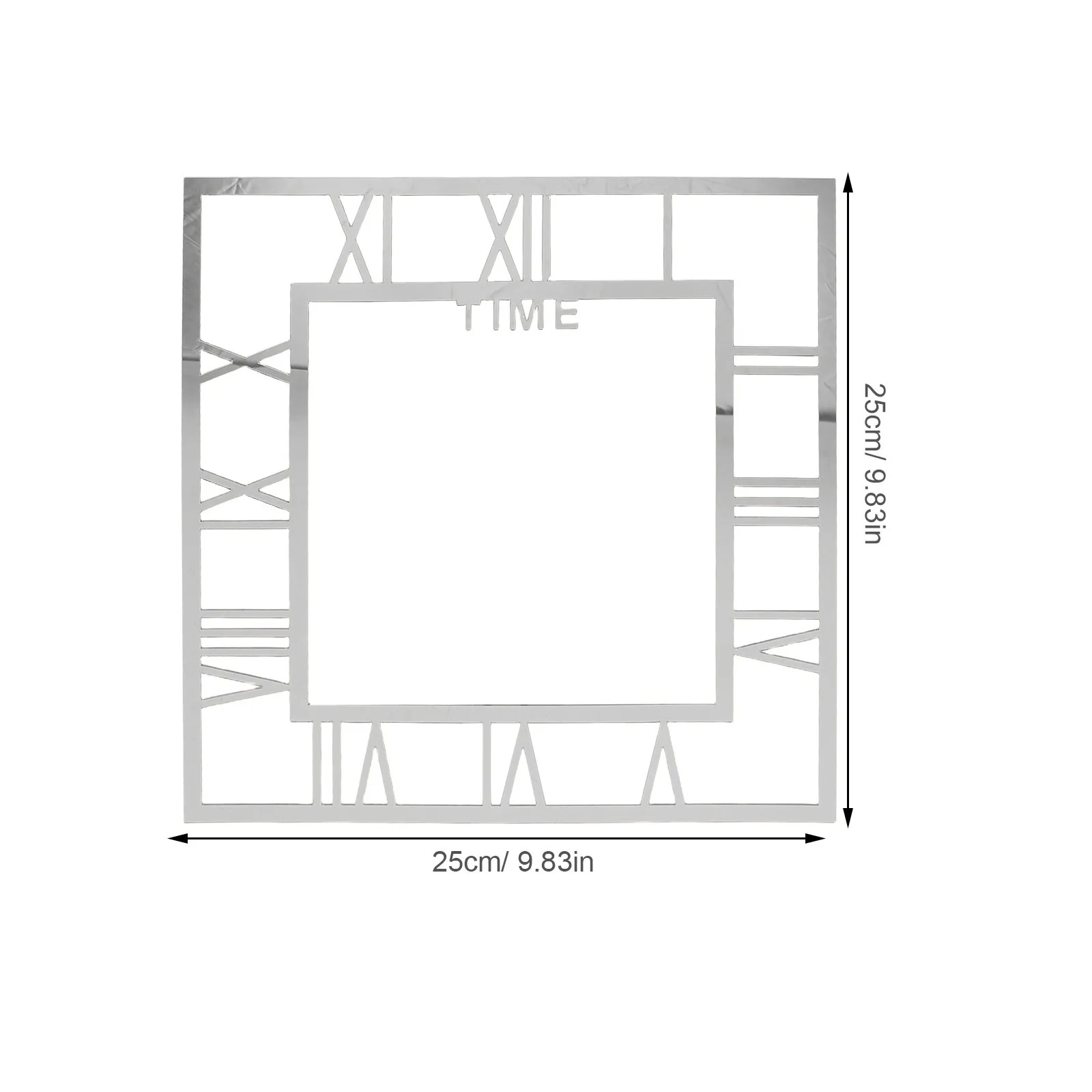 Contemporary Square Roman Dial Clock Non-Ticking Movement Decorative Timepiece for Interior Walls Living Space