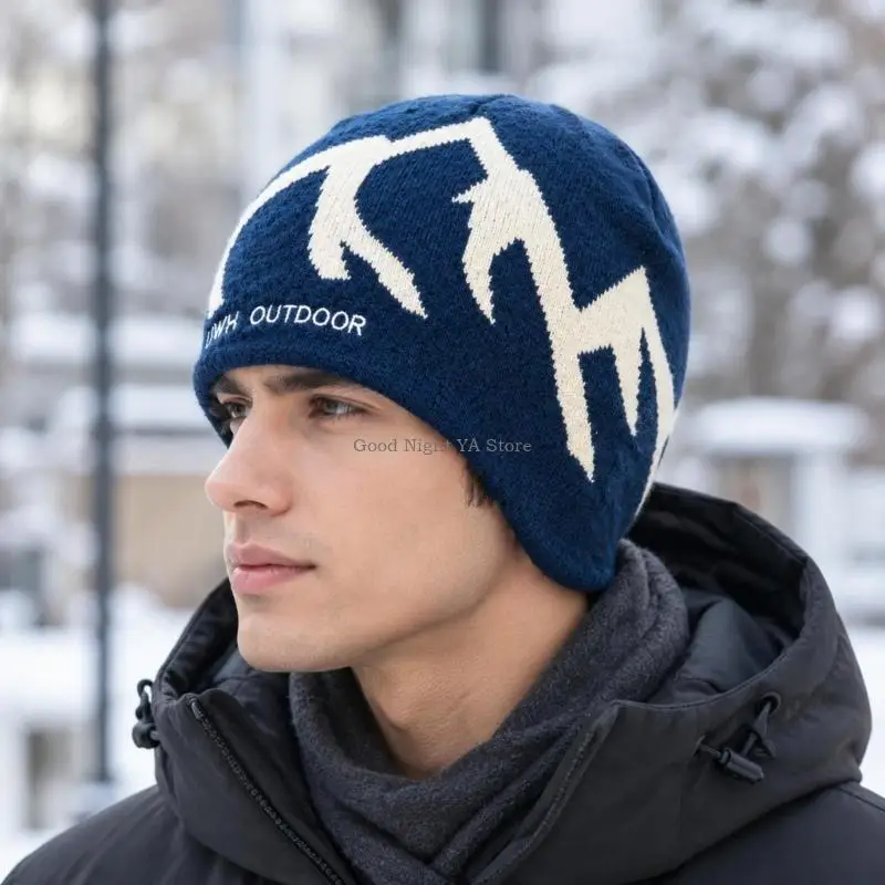  Unisex Brimless Hat with Mountain Pattern for Women Men Cold Weather Headwear