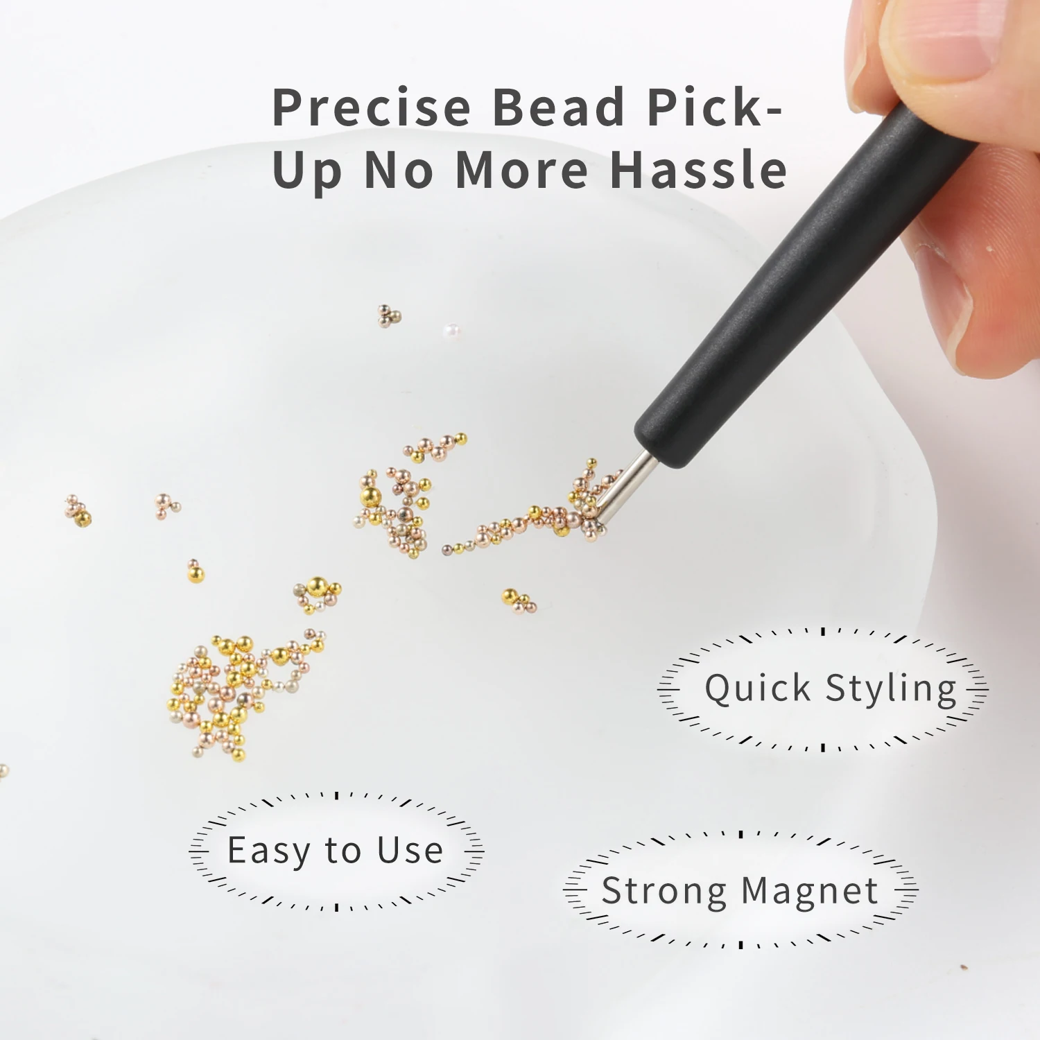 3D Tiny Nail Beads Magnetic Pen One-Click Alignment Super Strong 1/2PCS Nail Art Tools Cat Eye Nail Polish DIY Beads Magnet Pen image 4